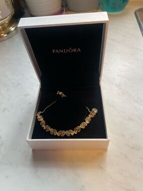 Genuine Pandora Shine Gold Butterfly Open Slider Tennis Bracelet